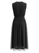 Robe sans Manches Paillettes Tulle Patchwork Noire Années 50