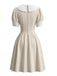 Robe Rayée Col Marin Manches Bouffantes Col à Nouer Années 1950 6