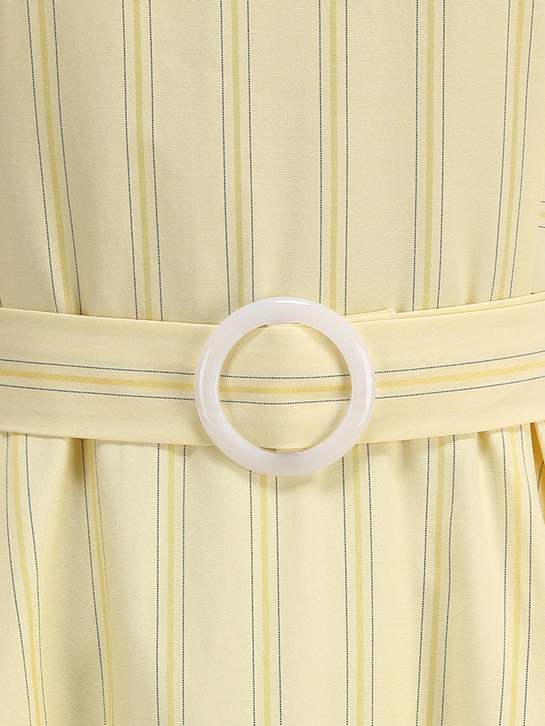 Robe Dos Nu Rayé Ceinturé Années 1950 7