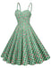 Robe Vichy Cerise Coton Bretelles Fines Verte Années 1950 5