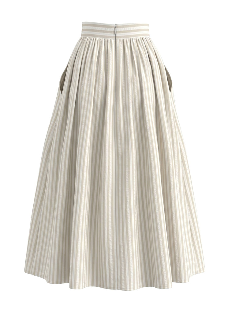 Jupe Rayé Taille Haute Évasé Midi Années 1950 2