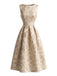 Robe Tunique Sans Manches à Col Rond avec Fleurs 3D Beige Années 1950