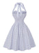 Robe Mini Évasée Dos-Nu Rayée Nouage Col Années 50