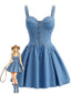 [Prévente] Robe Mini Corset à Bretelles Jean Bleue Années 80