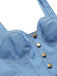 [Prévente] Robe Mini Bustier Corset à Bretelles Faux Jean Bleue Années 80