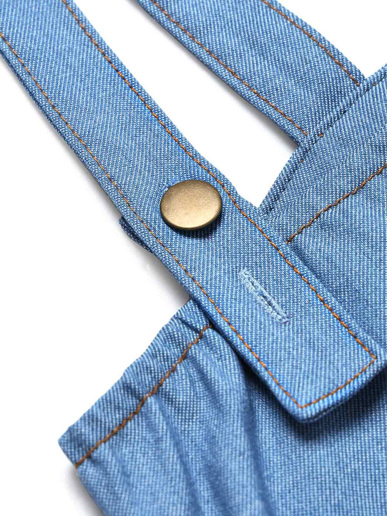 [Prévente] Robe Mini Bustier Corset à Bretelles Faux Jean Bleue Années 80