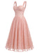 [Prévente] Robe Bretelles Spaghetti Col Cœur Dentelle Col Corset Rose Années 1940 3