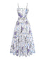 Robe Blanc Imprimé Floral Bretelles Fines Mousseline Années 1950