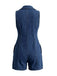 Combishort Bleu Marine Boutonné Denim Années 1970 2