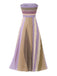 Robe longue bustier plissée arc-en-ciel années 1970