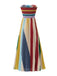 Robe longue bustier plissée arc-en-ciel années 1970