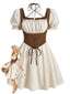 Robe Marron Cottagecore Manches Bouffantes Années 1970