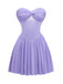 Robe Mini Babydoll Bustier en Tulle avec Foulard Lavande Années 70