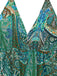 Robe Longue Paisley Halter Col V Profond Dos Nu Verte Années 1970 4