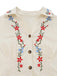 Robe Florale Manches Courtes Brodée Beige Années 1940 5