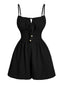 Combishort Bretelles Taille Élastique Noir Années 1950