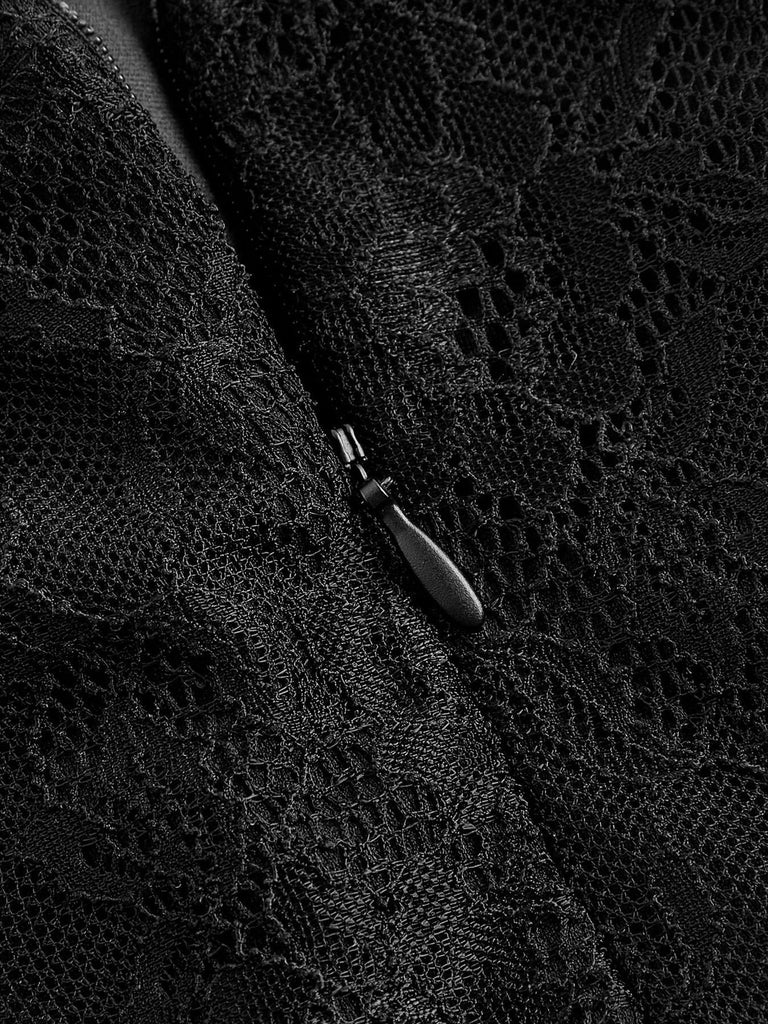Combishort à Bretelles Spaghetti Ceinturé Dentelle Patchwork Années 60