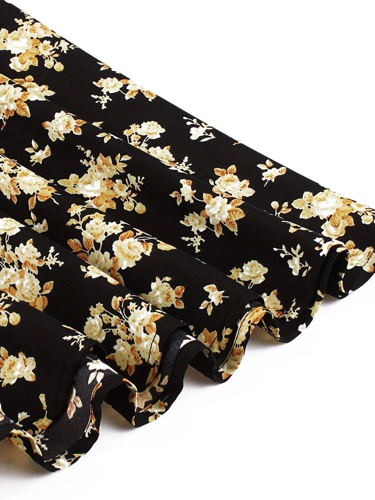 Robe Évasée Florale Sans Manches Bretelles Fines Années 1940 10