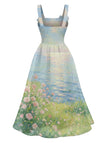 [Prévente] Robe Florale Inspiration Monet Paysage à Bretelles Nœud Années 1950 2