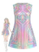 [Prévente] Robe Mini Ligne A sans Manches Géométrique Argent Irisé Années 60