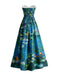 [Prévente] Robe bustier vert pâle motif nénuphars et décolleté cœur années 50