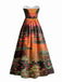 Robe bustier vert pâle motif nénuphars et décolleté cœur années 50