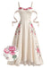 [Prévente] Robe Blanc 3D-Floral Satin Hollow Slip Années 1940 2