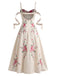 [Prévente] Robe Blanc 3D-Floral Satin Hollow Slip Années 1940 5