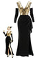 [Prévente] Robe longue noire sequins dorés épaules dénudées années 20