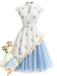 [Prévente] Robe Col Montant Rosette 3D Tulle à Pois Années 50