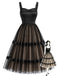 [Prévente] Robe en Satin Patchwork Tulle à Pois Années 50