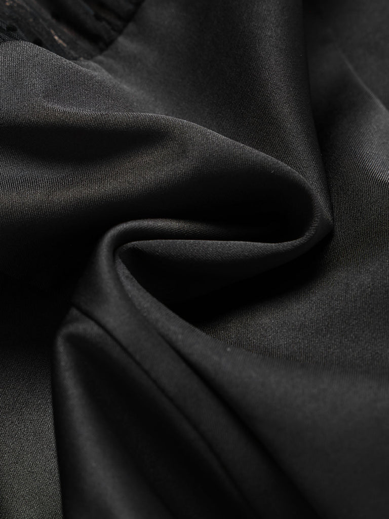 [Prévente] Robe en Satin Patchwork Tulle à Pois Années 50