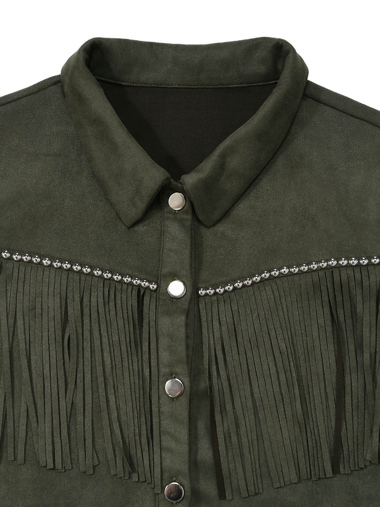 Ensemble Revers Frange Suedette & Moulant Mini Années 1960 4