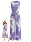 Combinaison sans Manches Imprimé Fleur Violet Années 30