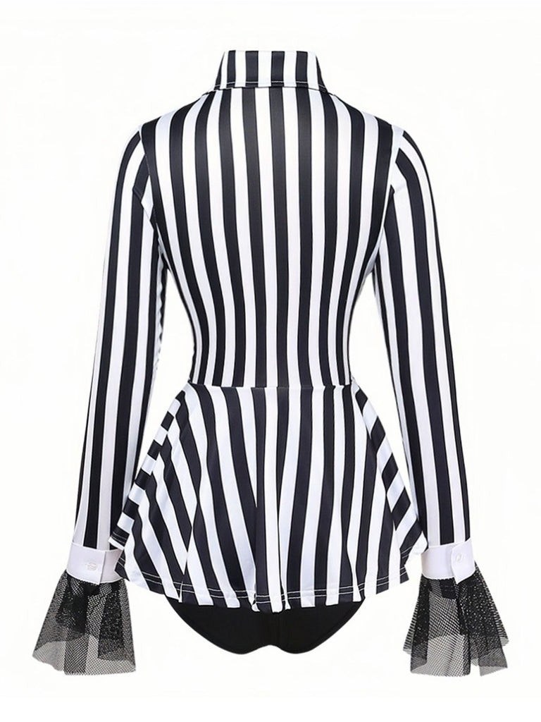 Costume body rayé inspiré de Beetlejuice années 1950