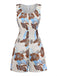 Combishort Beige Floral Imprimé Sans Manches Jambes Larges Années 1940 2