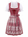 3PCS robe fleurs et encolure carrée haut blanc manches bouffantes et tablier années 1950