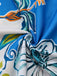 Robe Col Carré Floral Épaule Nœud Bleu Années 1970 7