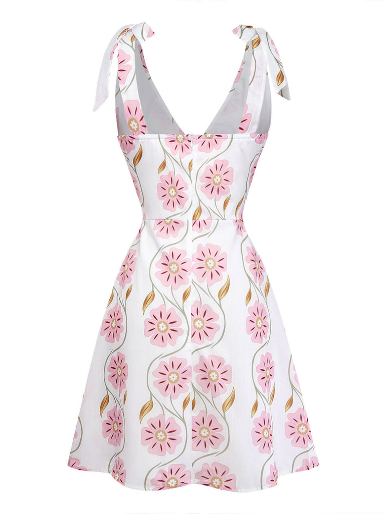 Robe Bretelles Spaghetti Floral en A Rose Années 1960 3
