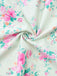 Robe Vert Petites Fleurs Manches Bouffantes Côté Fendu Années 1950 6