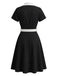 Robe Blanc Contrasté Revers Col Évasé Années 1950 5