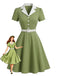 Robe Blanc Contrasté Revers Col Évasé Années 1950