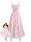 Robe Bretelles Spaghetti Floral Dentelle Années 1950
