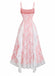 Robe Bretelles Spaghetti Floral Volant Dentelle Nœud Bordure Années 1950 3