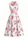 Robe Sans Manches Boutonné Revers Évasé Rose Rose Années 1950 2