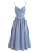 Robe à Bretelles Spaghetti Carreaux Vichy Bleue Années 40