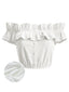 Crop top blanc volants et épaules dénudées années 50