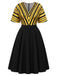 [Pre-Sale] Plus Size Bgo 1960s Floral V Neck Striped Dress 2