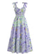 Robe Maxi Smockée à Bretelles Nouées Floral Années 30