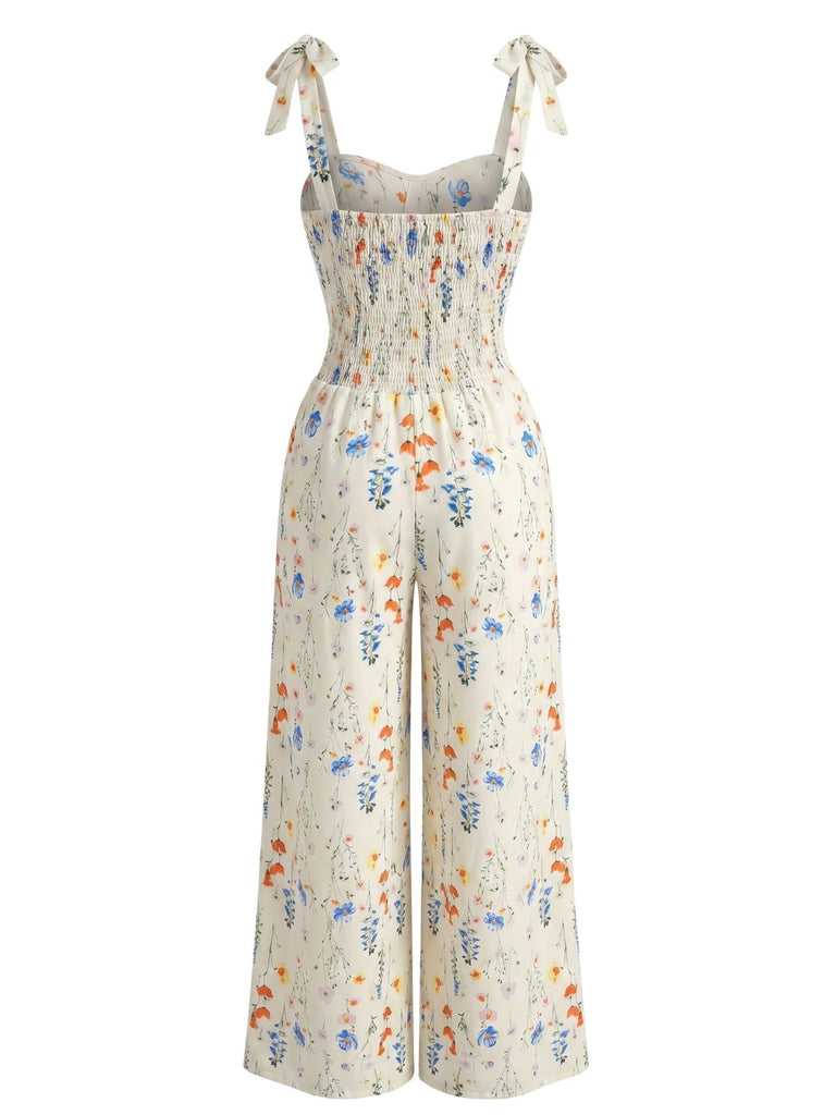 Combinaison Bretelles Spaghetti Floral Petites Fleurs Multicolore Années 1940 3